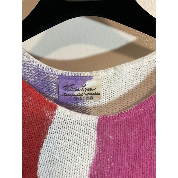 Valerie Lynn Handpainted Wearables Sigma Sweater Vintage Art to Wear OSFM - Picture 2 of 7